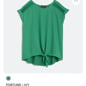 Fortune & Ivy Tabitha Crochet Detail Mixed Media Blouse from Stitchfix